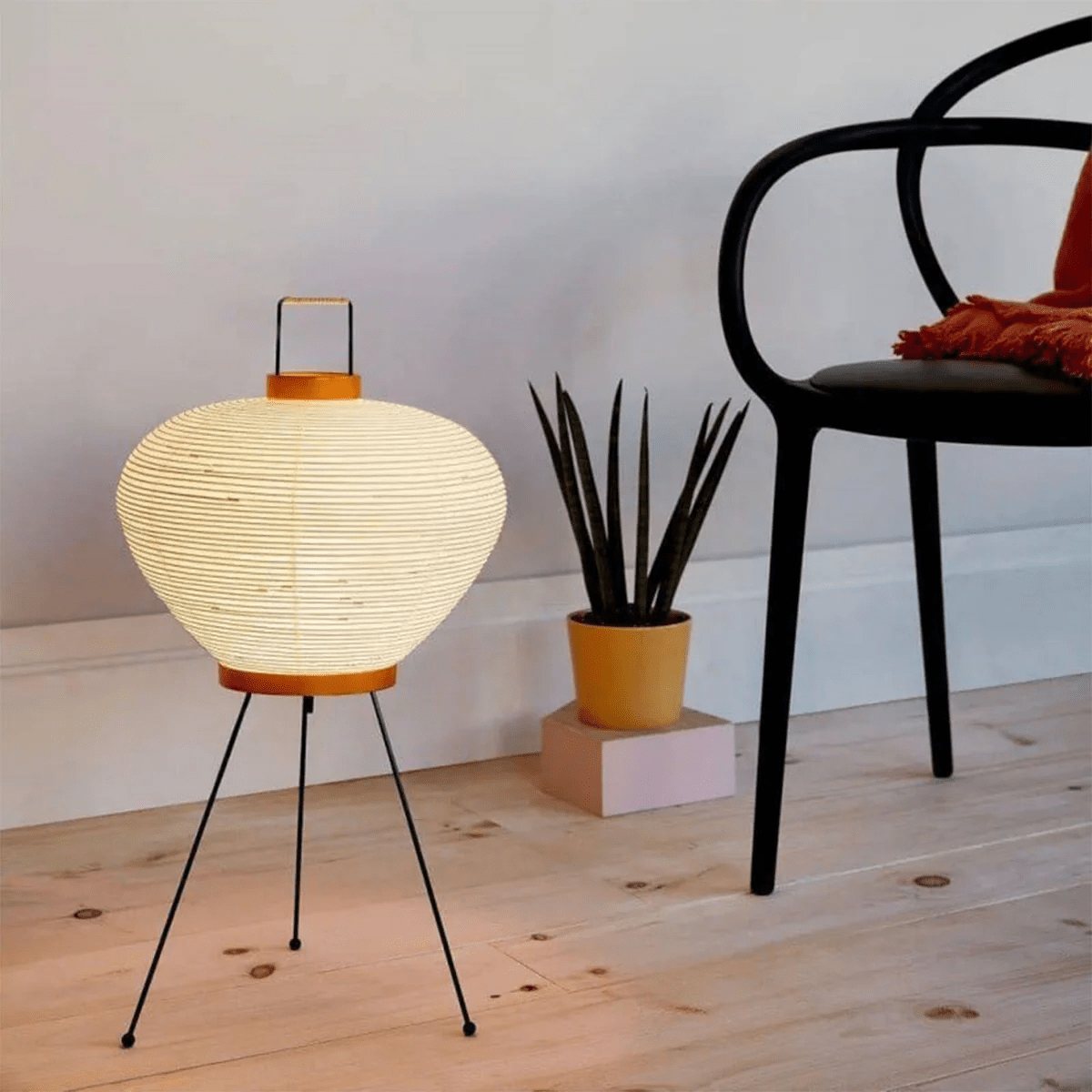Handcrafted Paper Shade Accent Lamp 10 in Wide Warm Glow LED Bedside Nightlight for Bedroom Office Desktop Reading Nook Minimalist Japanese