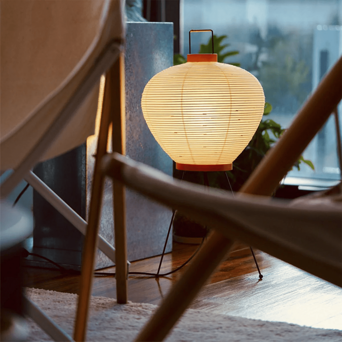 Handcrafted Paper Shade Accent Lamp 10 in Wide Warm Glow LED Bedside Nightlight for Bedroom Office Desktop Reading Nook Minimalist Japanese