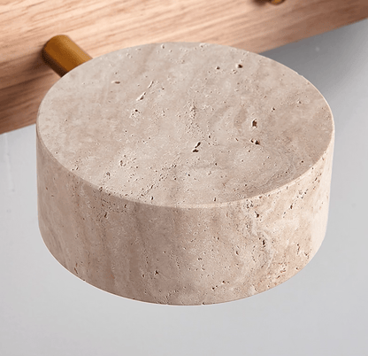 Natural Stone Wall Sconce with Integrated LED 2-Light Hardwired Fixture Wood Accent Lighting for Bedroom Hallway Living Room Indoor Ambient