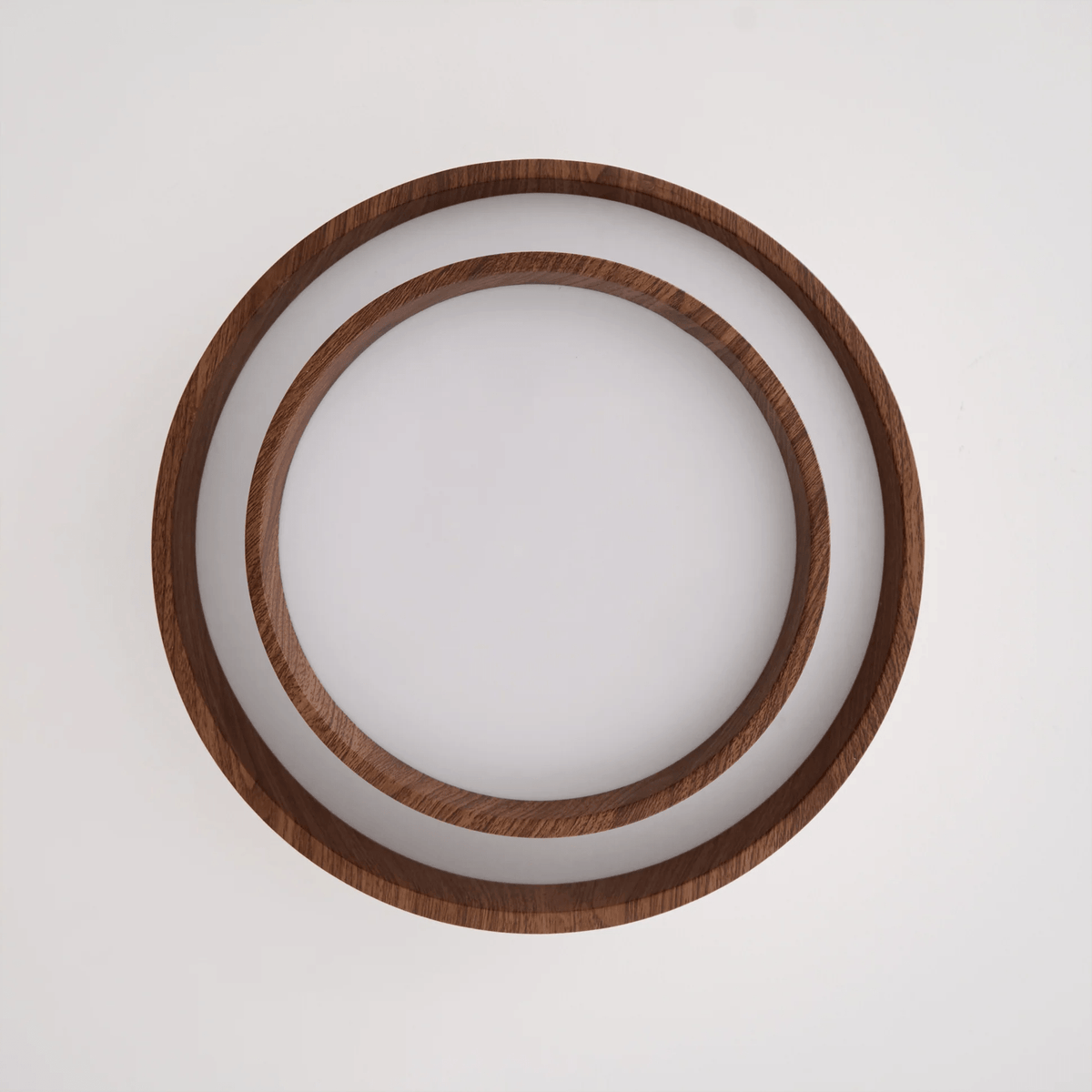 Plafonnier LED encastré finition noyer pour chambre, salon et salle à manger, éclairage plafonnier d'ambiance discret, style minimaliste contemporain