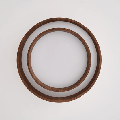 Plafonnier LED encastré finition noyer pour chambre, salon et salle à manger, éclairage plafonnier d'ambiance discret, style minimaliste contemporain