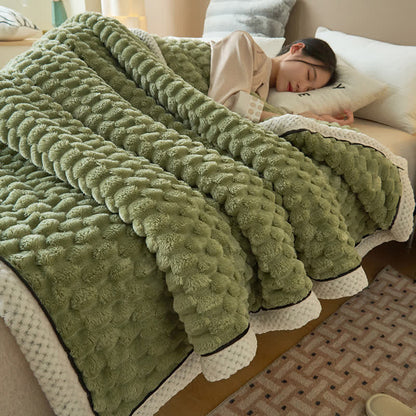 Reversible Plush Throw Blanket - Ultra Soft Coral Fleece - Queen & Full Size - Lightweight Polyester - Cozy Cover for Couch Sofa Bed