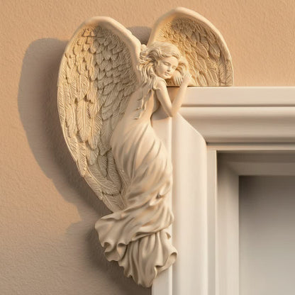 Orlen Door Frame Sculpture - Resin Angel Wings, Compact Design