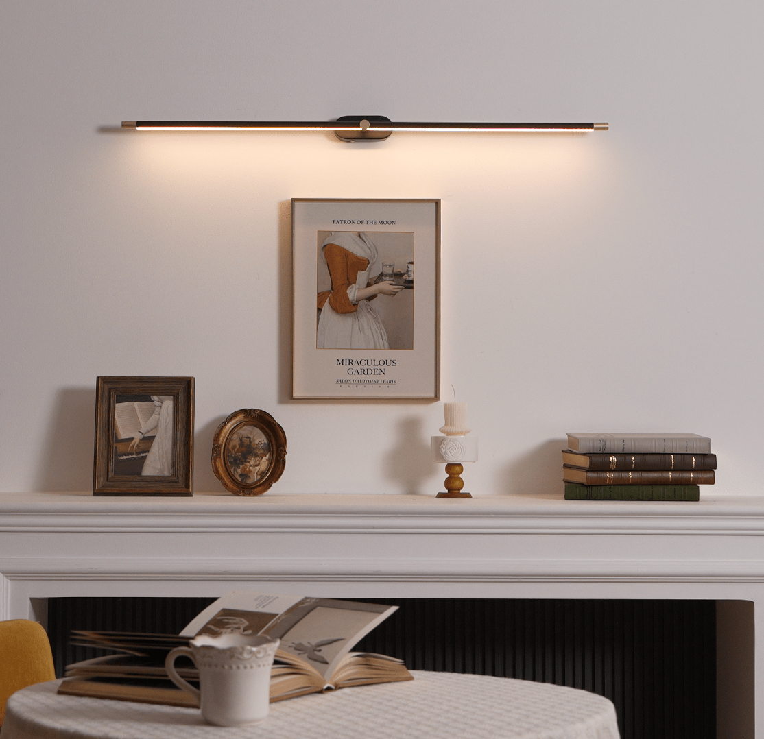 LED Bathroom Mirror Light 27 in Rechargeable Dimmable Wall Sconce Black Gold Wireless Touch Control Vanity Fixture for Powder Room