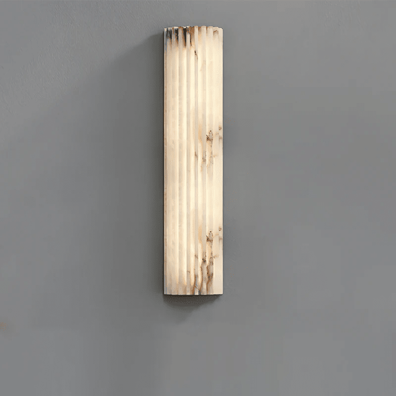 Natural Stone Wall Sconce 12 in Integrated LED Ribbed Surface Indoor Lighting Fixture for Bedroom Hallway Living Room Warm Ambient Glow