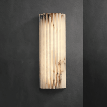 Natural Stone Wall Sconce 12 in Integrated LED Ribbed Surface Indoor Lighting Fixture for Bedroom Hallway Living Room Warm Ambient Glow