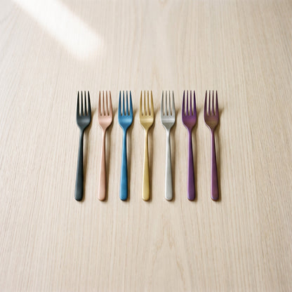 Stainless Steel Dessert Forks Set - Colorful Modern Flatware for Fruit & Appetizers - Kitchen Dining Cutlery