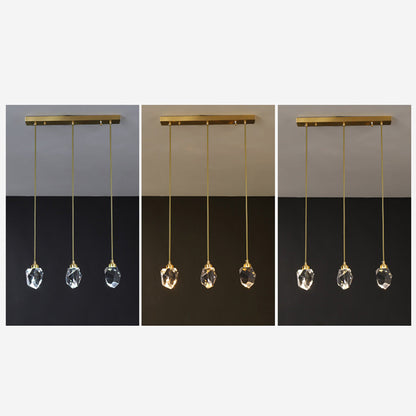 Adjustable Drop Fixture with Clear Tapered Shade & Brass Accents for Kitchen Islands, Breakfast Nooks, Entryways