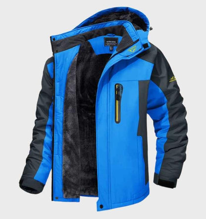 Men's Hooded Water-Resistant Fleece Jacket – Insulated Softshell Coat for Fall Winter Hiking Outdoor Wear Casual Streetwear