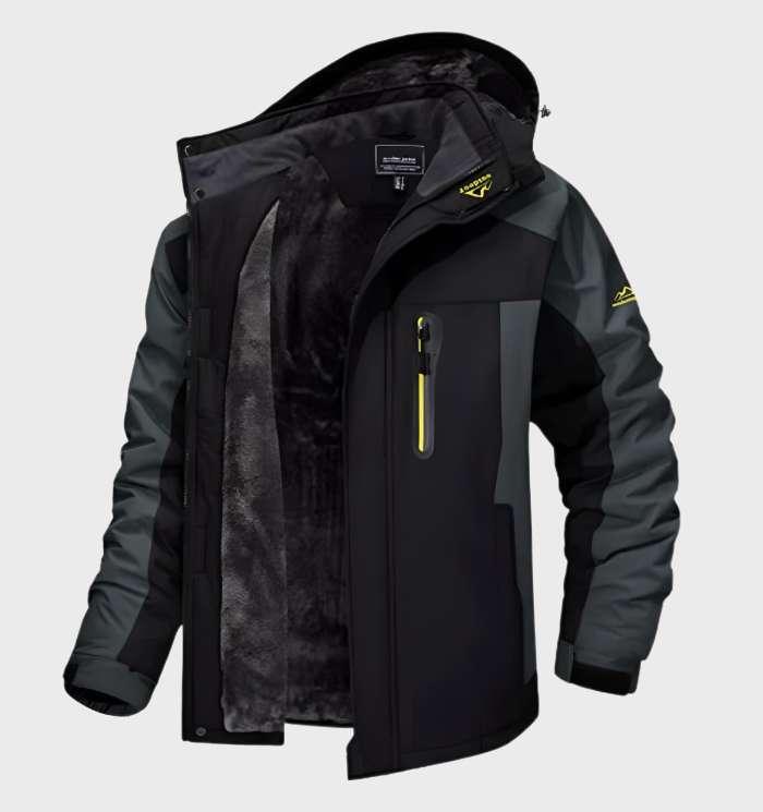 Men's Hooded Water-Resistant Fleece Jacket – Insulated Softshell Coat for Fall Winter Hiking Outdoor Wear Casual Streetwear