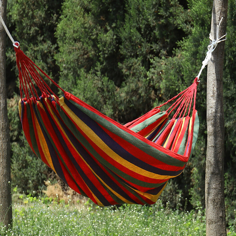 Cotton Blend Swing Hammock with Spreader Bar 102 in Total Length Red Blue for Backyard Patio Camping Outdoor Relaxation Adults Kids Portable