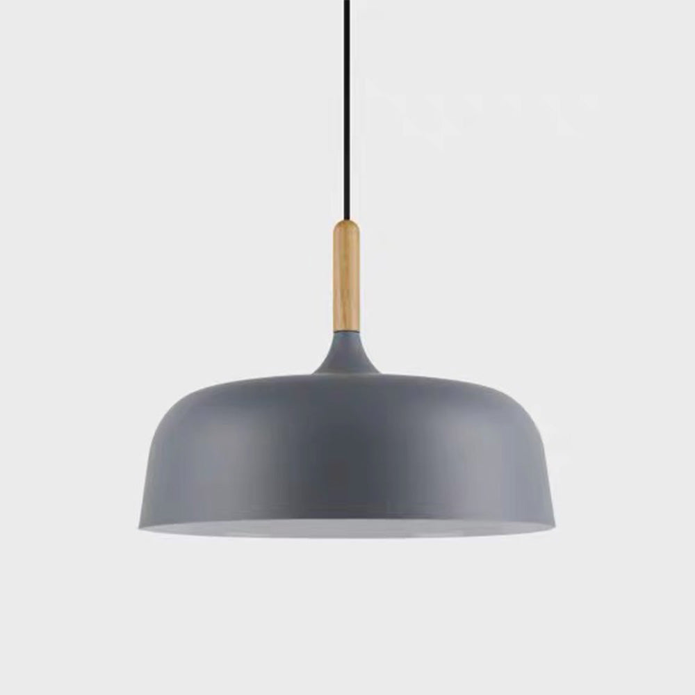 Hanging Ceiling Fixture Metal Wood 12.6 Inch Black Island Dining Kitchen Minimalist Modern Japandi Style Overhead Drop Lamp E27 Socket