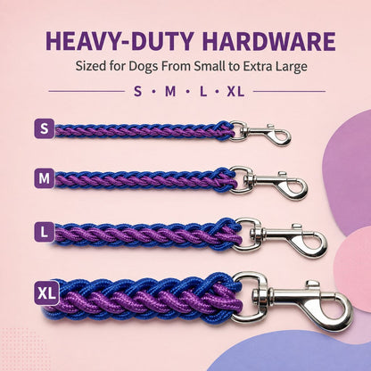 Ortekor Heavy-Duty Braided Dog Leash with Chain-Control Collar for Strong Pullers - Daily Walking & Training