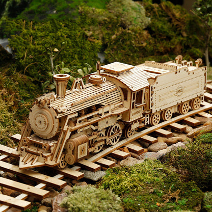 3D Timber Assembly Kit Interlocking Brain Teaser for Adults Desktop Display Model Collectible Hobbyist Project Vehicle Locomotive Automobile