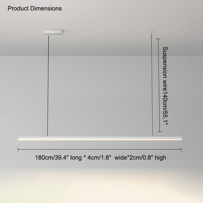 Suspended LED Strip Fixture for Countertop Islands – Dimmable Metal Bar Light with Remote in Matte or Gloss White – 39 to 102 in Adjustable