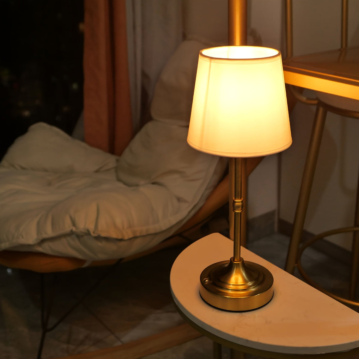 Touch-Dimming Portable Table Lamp with Rechargeable Battery for Bedroom Nightstand Living Room Desk | USB Powered Metal Accent Light