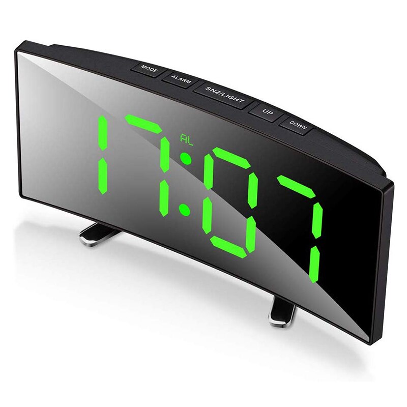 USB-Powered LED Alarm Clock with Curved Screen 6.7 × 2.8 × 1.2 Inches Battery Backup Nightstand Clock Large Display for Bedroom Office Deskt
