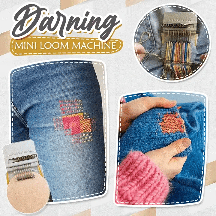 Handheld Darning Loom 12-Hook Wood & Stainless Steel