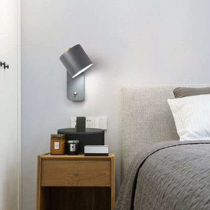 Adjustable Metal Wall Sconce with Rotating Head – Modern Cylinder Light for Bedroom, Hallway & Living Room – E26 Hardwired – 10 in H x 5