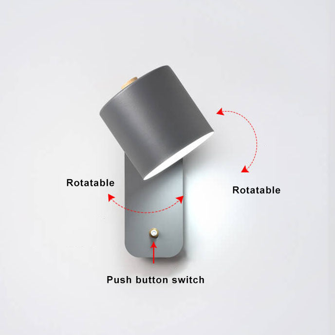 Adjustable Metal Wall Sconce with Rotating Head – Modern Cylinder Light for Bedroom, Hallway & Living Room – E26 Hardwired – 10 in H x 5