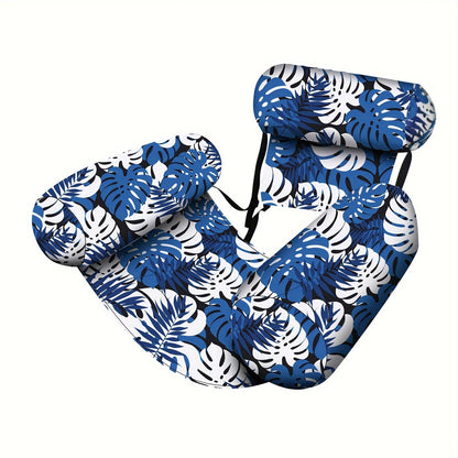 Inflatable Swimming Hammock Float for Adults – Mesh Pool Lounger with Tropical Leaf Print for Lakes, Beaches & Backyard Pools