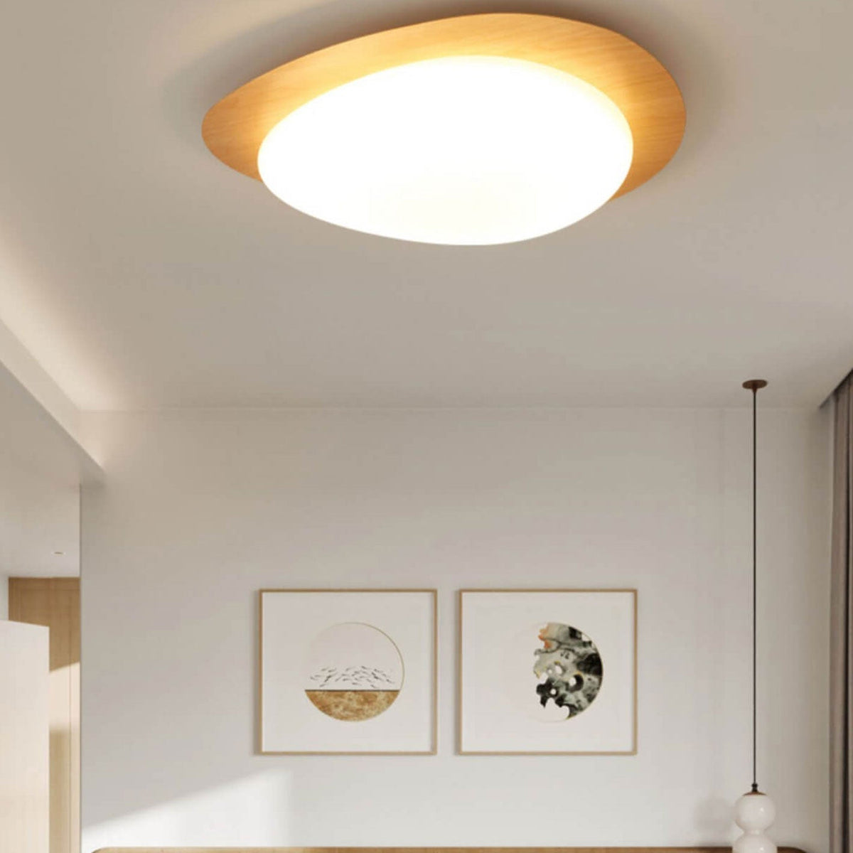 Low-Profile LED Ceiling Fixture with Remote Dimming & Three Color Modes for Bedrooms Hallways Kitchens | Modern Iron Acrylic Overhead Lighti