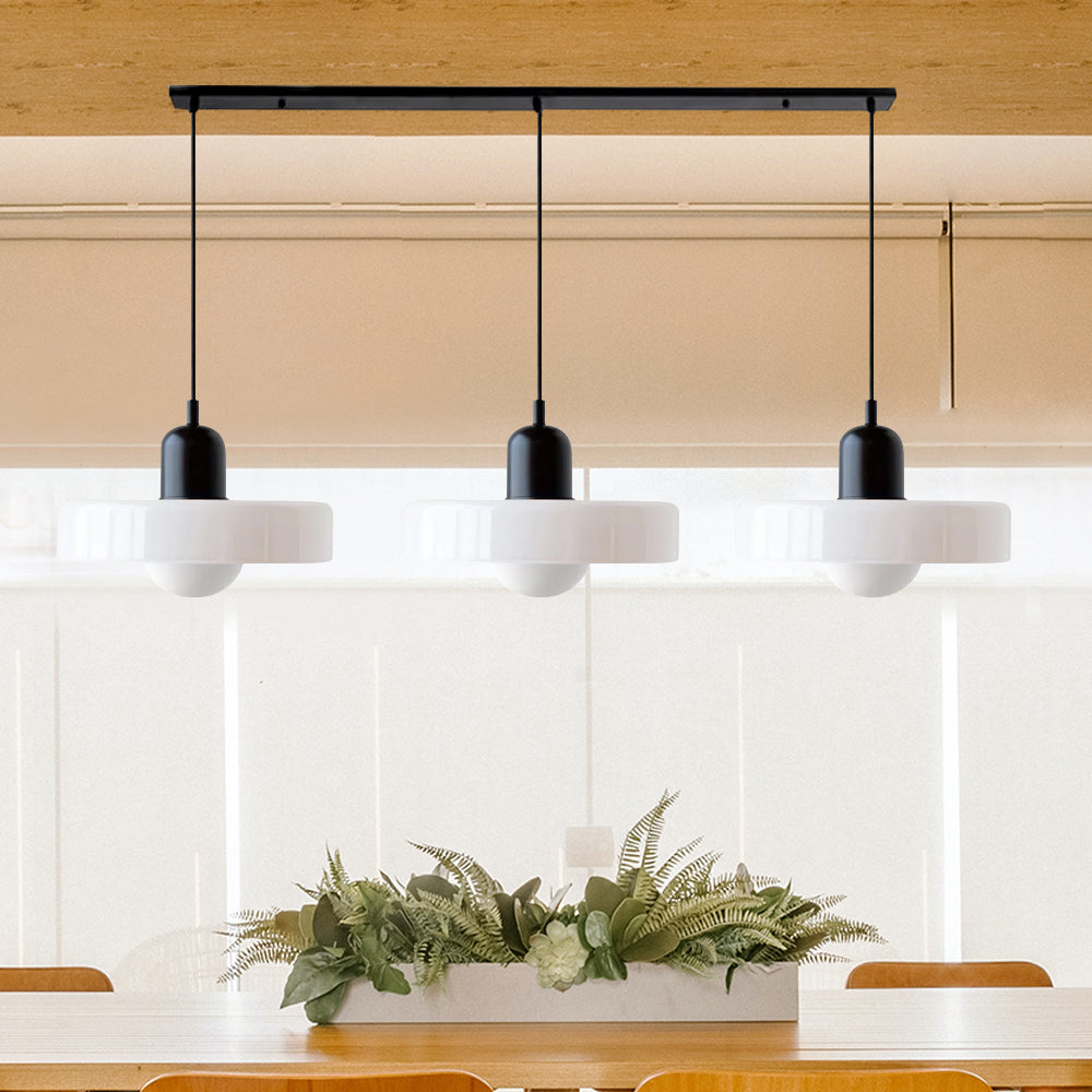 Glass Pendant Lamp 12 Inch Adjustable Height Ceiling Fixture for Bedrooms Nightstands Modern Minimalist Nordic Hanging Light E27 Socket for