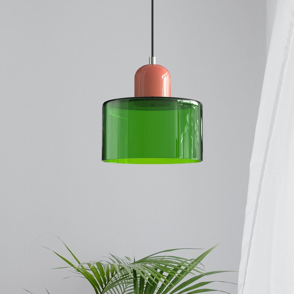 Glass Pendant Light Fixture with Adjustable Cord for Kitchen Island, Dining Room, and Living Room