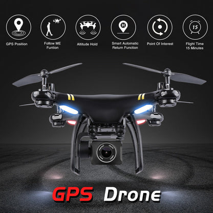 Drone avec caméra pour adultes, drone quadricoptère pliable avec caméra grand angle HD, drone GPS pour débutants avec vidéo WiFi