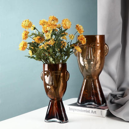 Artistic Face Handblown Glass Vase