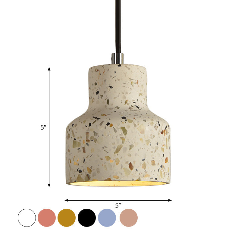 Terrazzo Cement Pendant Light with Adjustable Cord, Single Bulb Fixture for Kitchen Island, Entryway & Dining Room, Modern Industrial