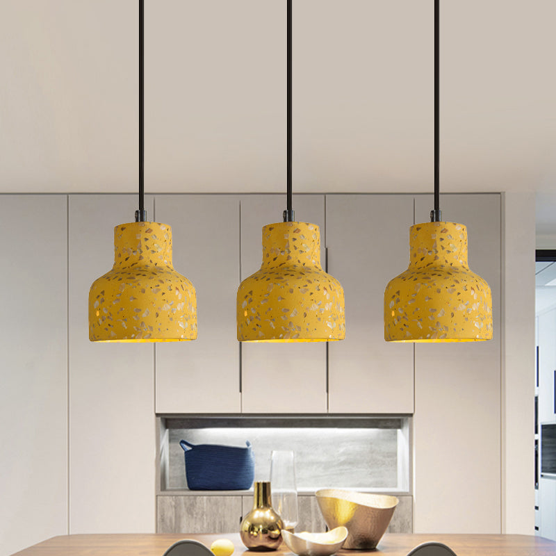 Terrazzo Cement Pendant Light with Adjustable Cord, Single Bulb Fixture for Kitchen Island, Entryway & Dining Room, Modern Industrial
