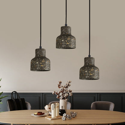 Terrazzo Cement Pendant Light with Adjustable Cord, Single Bulb Fixture for Kitchen Island, Entryway & Dining Room, Modern Industrial
