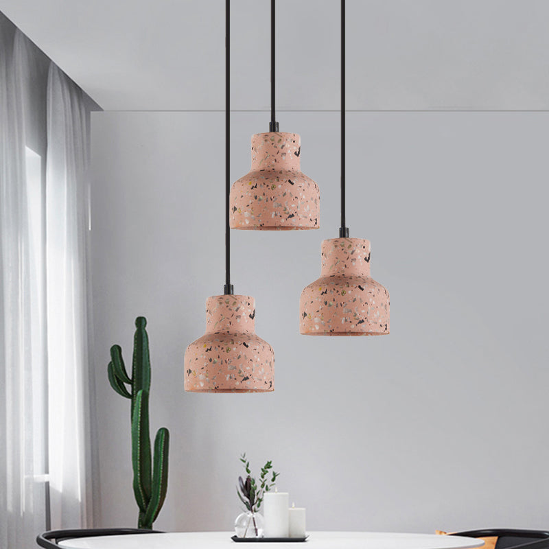 Terrazzo Cement Pendant Light with Adjustable Cord, Single Bulb Fixture for Kitchen Island, Entryway & Dining Room, Modern Industrial