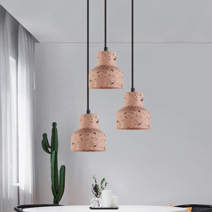 Terrazzo Cement Pendant Light with Adjustable Cord, Single Bulb Fixture for Kitchen Island, Entryway & Dining Room, Modern Industrial