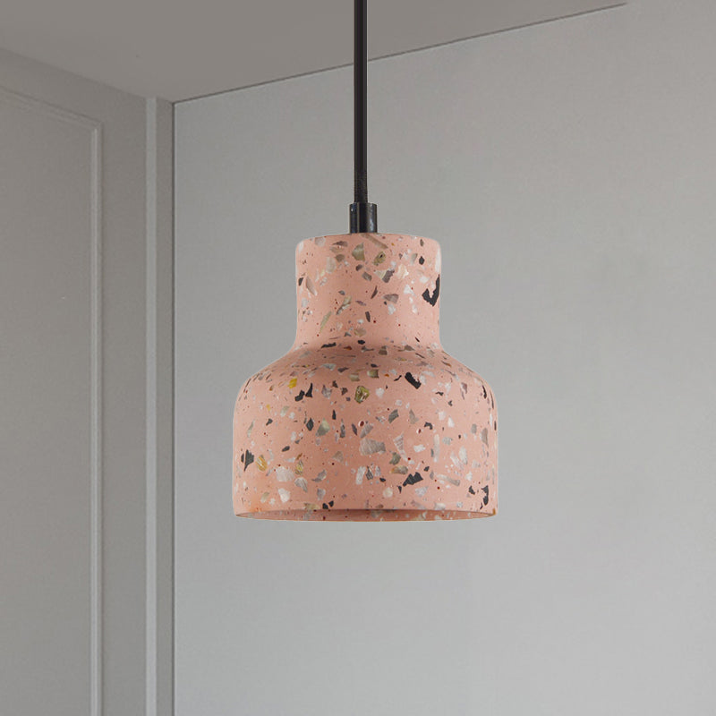 Terrazzo Cement Pendant Light with Adjustable Cord, Single Bulb Fixture for Kitchen Island, Entryway & Dining Room, Modern Industrial
