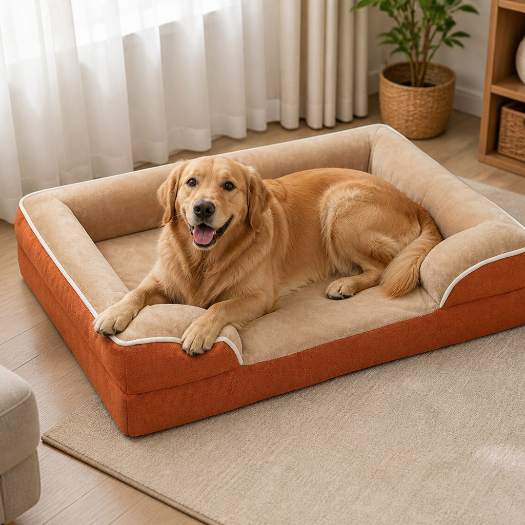 Panier pour chien en mousse alvéolée orthopédique antidérapant Ortekor (housse amovible et lavable)