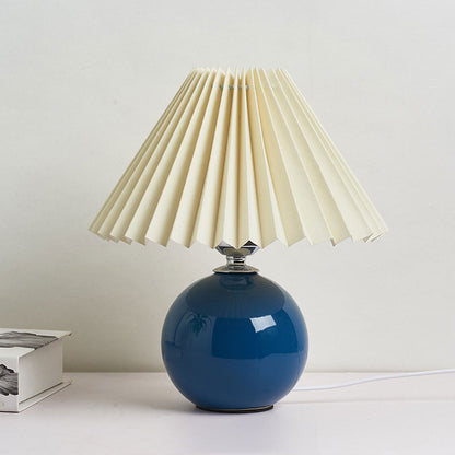 Ceramic Accent Lamp with Fabric Shade 11x9.5 in E26 Socket for Nightstand Desk Study Room Reading Light Modern Home Decor