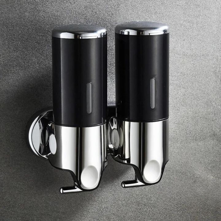 Distributeur de savon mural à pompe poussoir - Support à liquide en acier inoxydable pour shampoing, lotion et savon pour les mains dans la salle de bain, la cuisine et la douche
