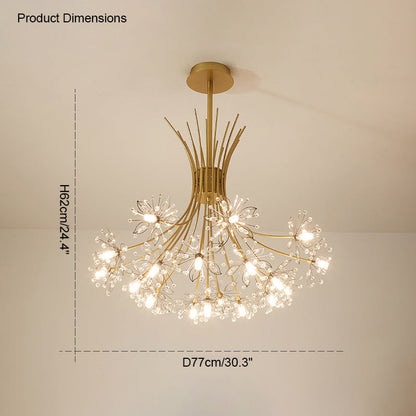 Lustre en cristal à bras multiples, 13 ampoules, 20,5 pouces de diamètre, verre étincelant pour salle à manger, salon, entrée, chambre, moderne et ajustable