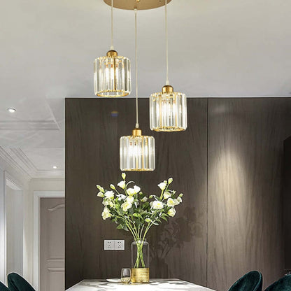 Modern Metal & Glass Pendant Light – Adjustable Cord – Black or Gold Finish for Dining Room & Living Room