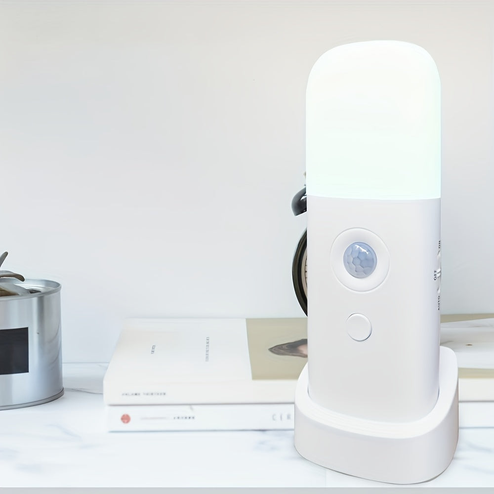 Motion-Activated Rechargeable LED Nightlight 6 in White Cordless Dimmable Sensor Light for Hallways Bedrooms Stairs Kids Rooms Closets Batte