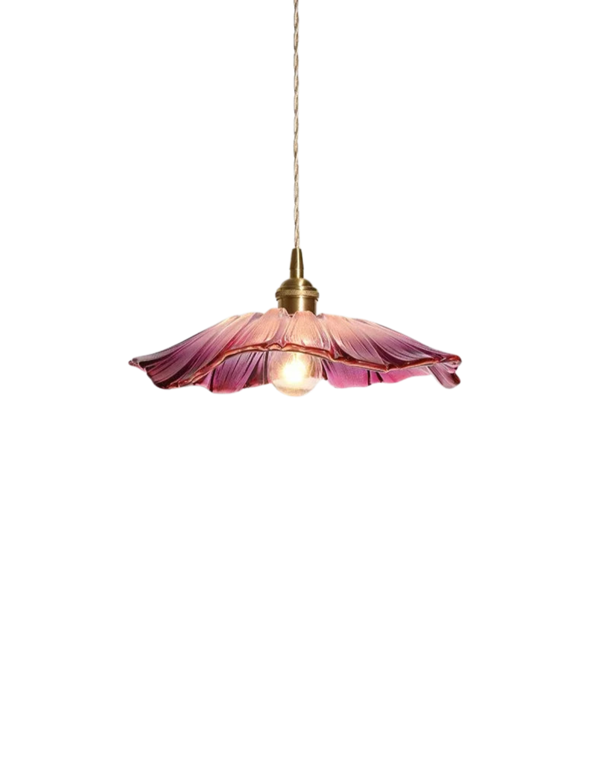 Glass Pendant Light with Brass Socket and Organic Petal Shape for Dining Room and Living Space