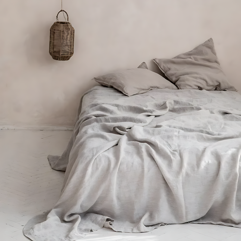 Parure de lit en lin classique Ortekor aux propriétés hypoallergéniques | Confort respirant pour un sommeil réparateur