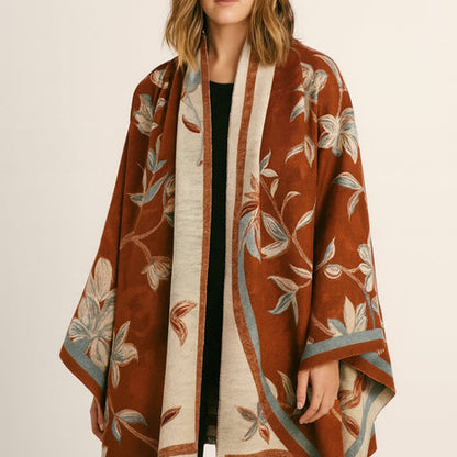 Elara Shawl Scarf - Double-Sided Floral Microfiber, Warm and Stylish