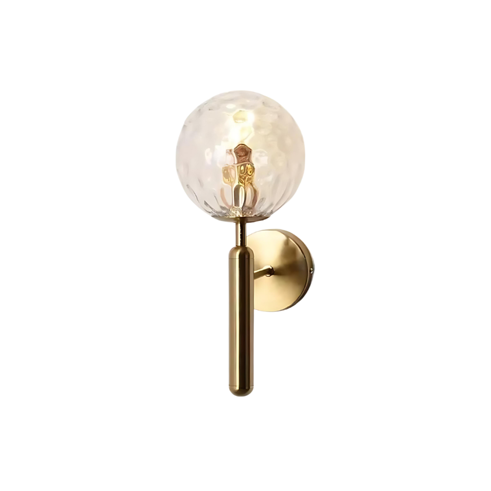 Globe Wall Sconce with 5.5-Inch Glass Shade Black and Gold Finish Bedroom Hallway Ambient Light E14 Socket Modern Minimalist Design for Entr