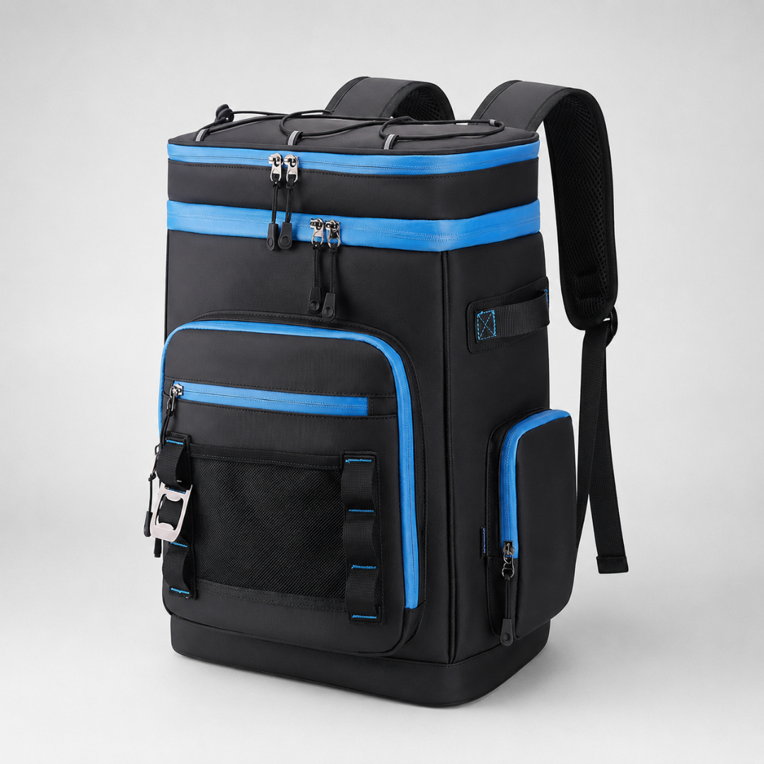 Thermal Backpack Cooler with Dual Compartments & Bottle Pockets for Hiking and Picnics