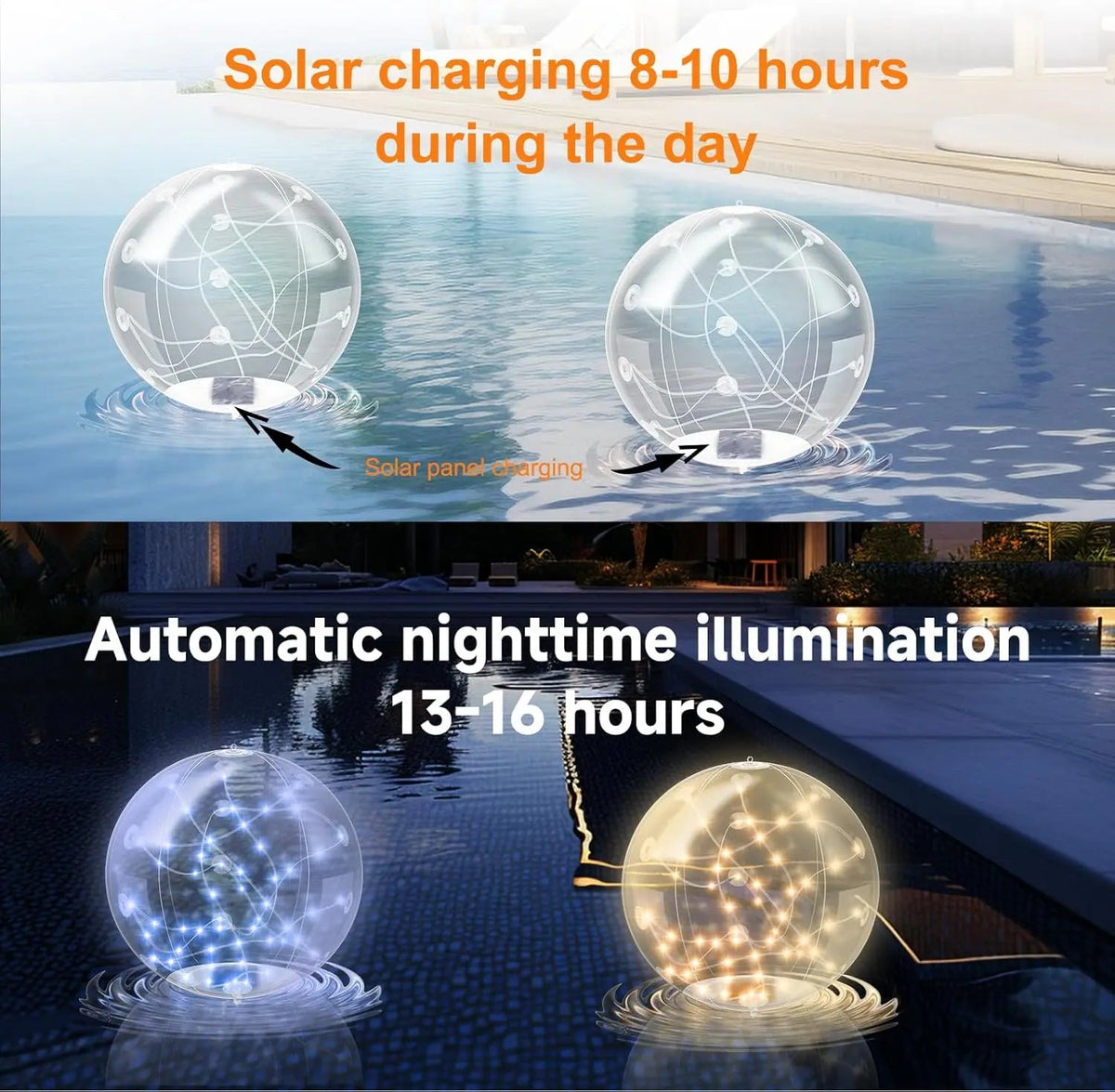 Luminous Oasis | Solar Floating Pool Lights with Waterproof Design & Color Changing Features for Enchanting Evenings