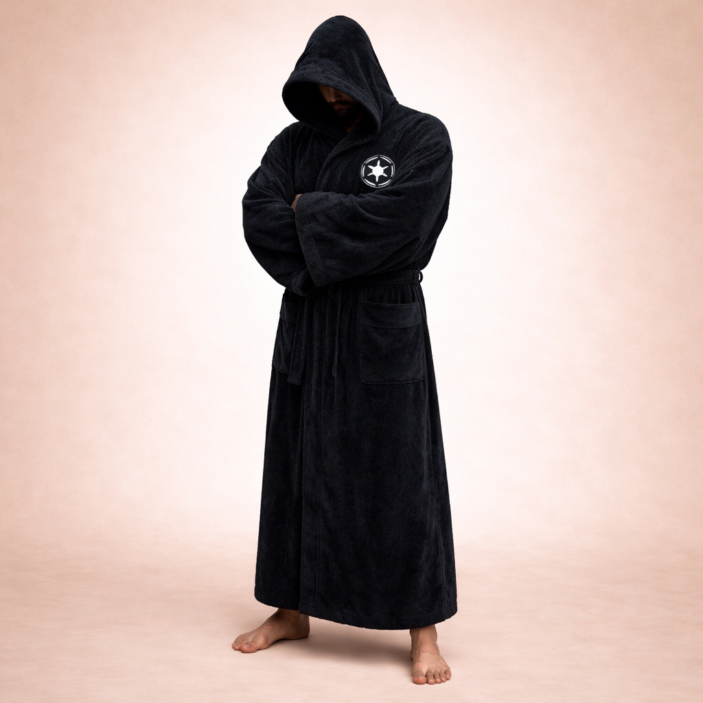 Confort Galactique | Peignoir inspiré de Star Wars avec capuche et tissu peluche | Robe de chambre douillette pour une détente absolue