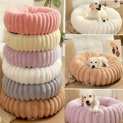 Pinnacle Plush Round Dog Bed - Soft Cotton-Polyester Blend, Non-Slip